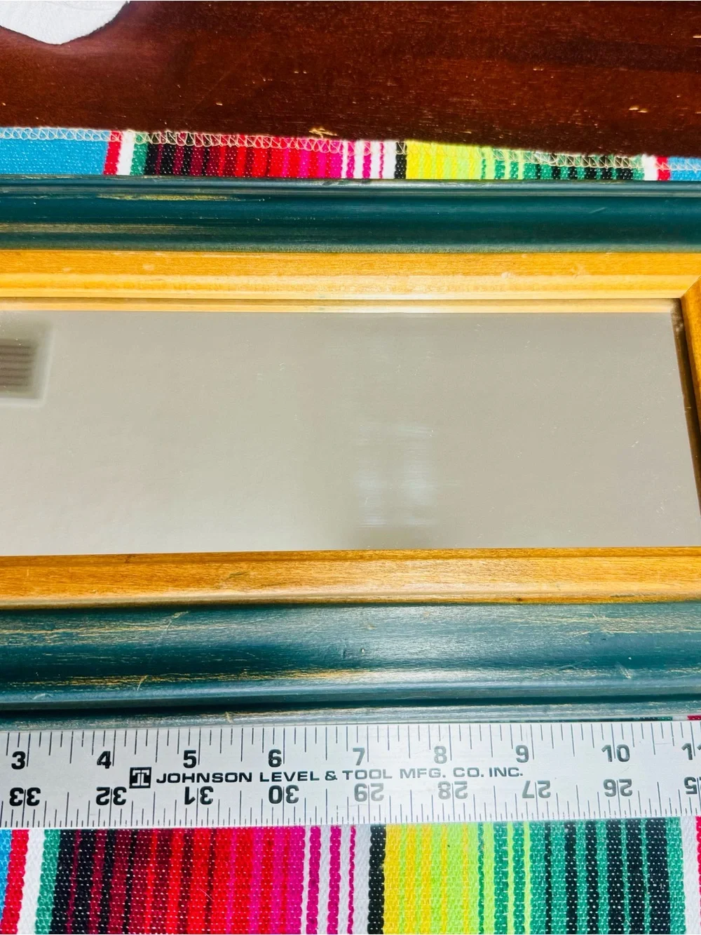 Framed Wall Mirror Set in Green and Brown — Unbranded